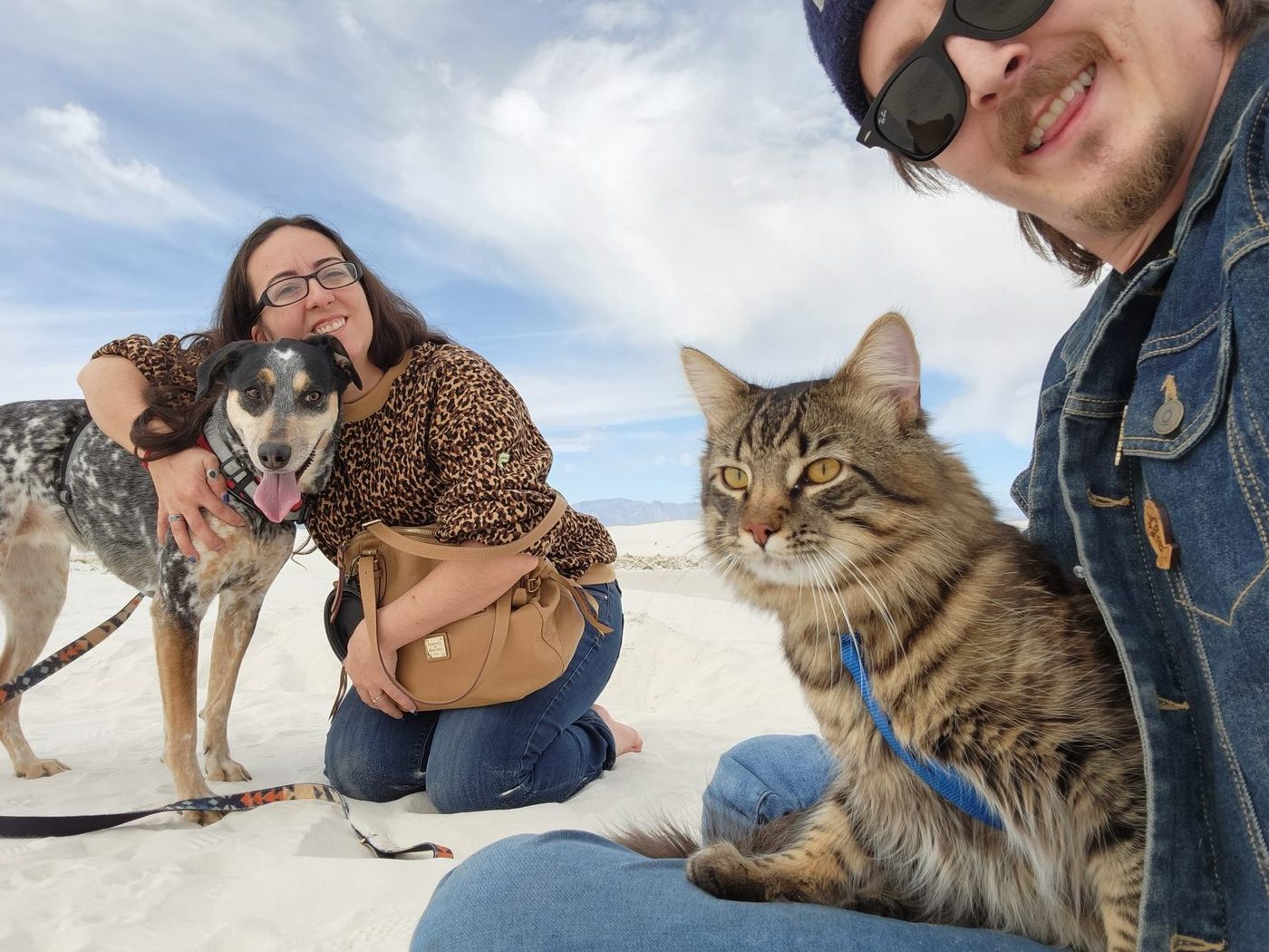 Jared and Stephanie with Opal and Pablo at White Sands